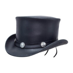 El Dorado Black Leather Top Hat Buffalo Nickel Band, TH104A