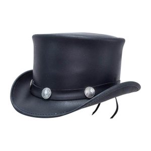 El Dorado Black Leather Top Hat Buffalo Nickel Band, TH104A