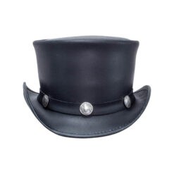 El Dorado Black Leather Top Hat Buffalo Nickel Band, TH104A