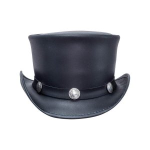 El Dorado Black Leather Top Hat Buffalo Nickel Band, TH104A