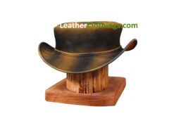 El Dorado Brown-Black Leather Short Top Hat, Unbanded