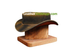 El Dorado Brown-Black Leather Short Top Hat, Unbanded