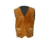 Western Cowboy Brown Suede Vest With Fringes Aztec And Boho Design
