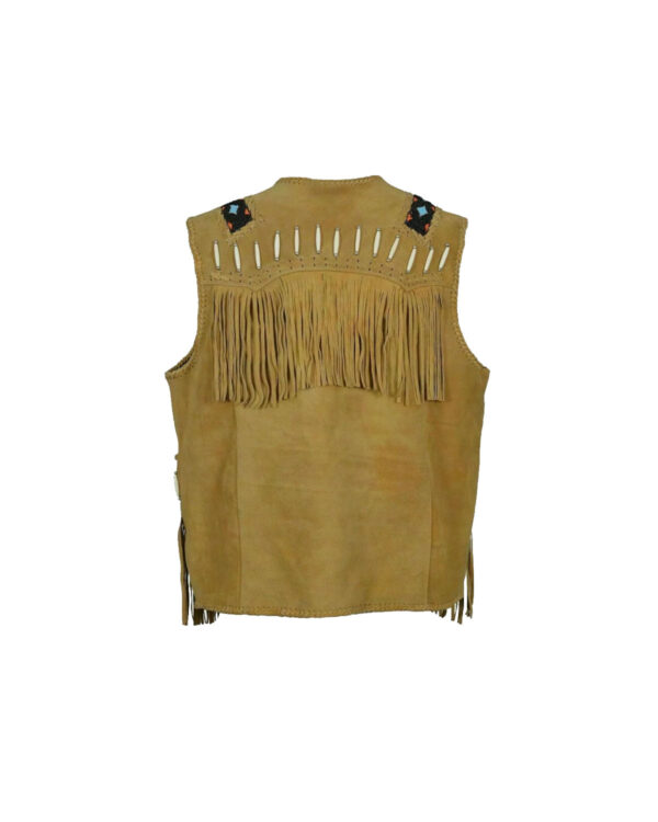 Western Cowgirl Camel Brown Suede Vest With Fringes