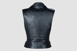 Alternative view of Black Leather biker Vest for Womens | WBV3