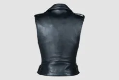 Alternative view of Black Leather biker Vest for Womens | WBV3