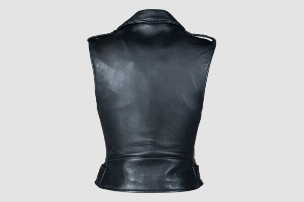 Alternative view of Black Leather biker Vest for Womens | WBV3