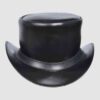 El Dorado Black Leather Top Hat Simple Band, TH112A