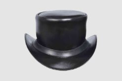 El Dorado Black Leather Top Hat Simple Band, TH112A