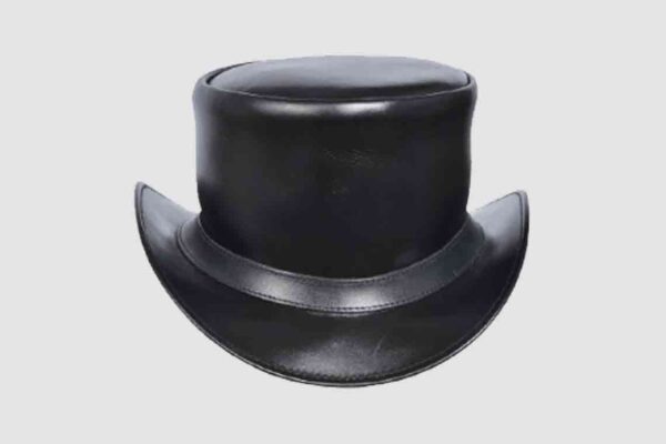 El Dorado Black Leather Top Hat Simple Band, TH112A