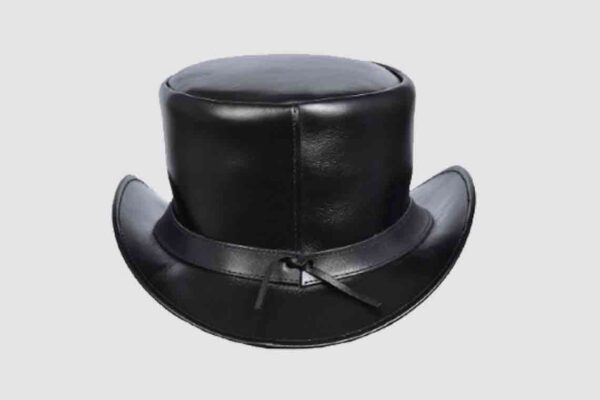 El Dorado Black Leather Top Hat Simple Band, TH112A
