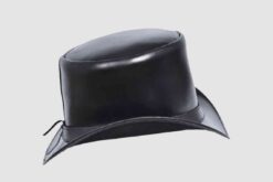 Alternative view of El Dorado Black Leather Top Hat Simple Band | TH112A