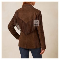 Brown Cowgirl Jacket For Womens with Bold Fringe Accents WJ33
