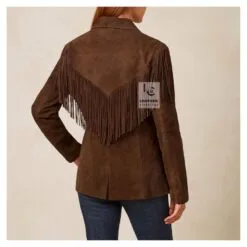 Brown Cowgirl Jacket For Womens with Bold Fringe Accents WJ33