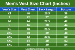 Men Western Vest Size Chart