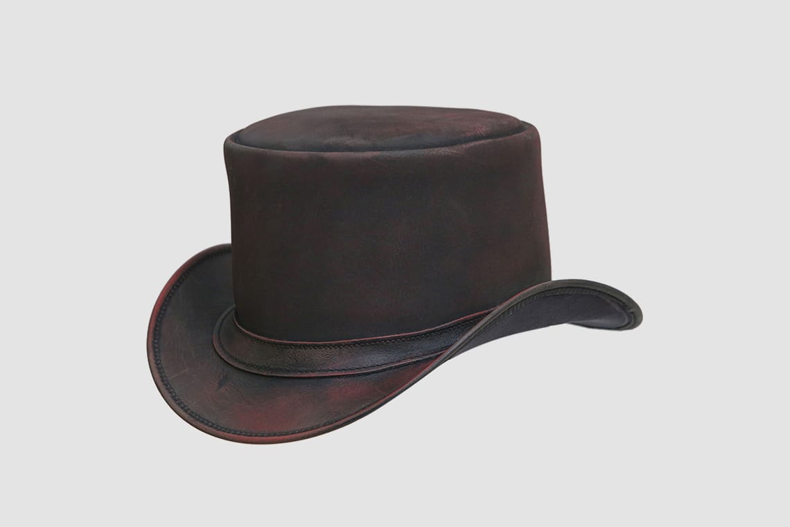 El Dorado Top Hat Red Waxed Leather Simple Band, TH112E