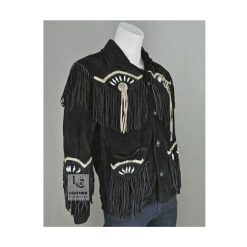 Superior Black Cowboy Suede Leather Jacket for Men MJ1020133
