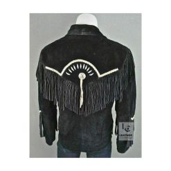 Superior Black Cowboy Suede Leather Jacket for Men MJ1020133