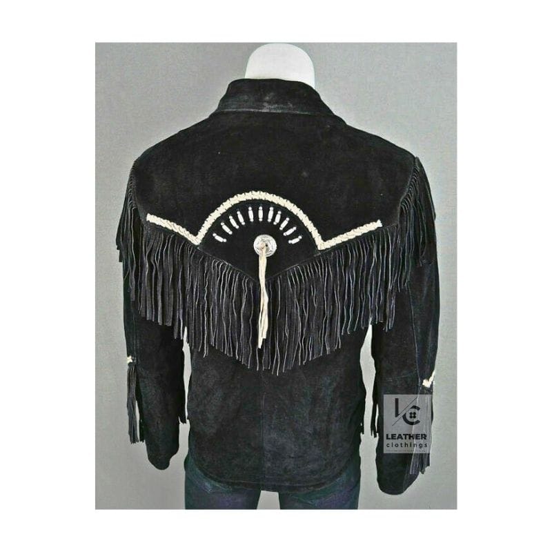 Superior Black Cowboy Suede Leather Jacket for Men MJ1020133