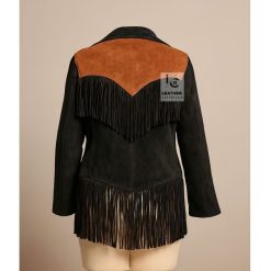 Women Western Cowgirl Black Brown Suede Jacket WSJ115D