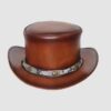 El Dorado Brown Leather Top Hat with Crocodile Skin Texture Band