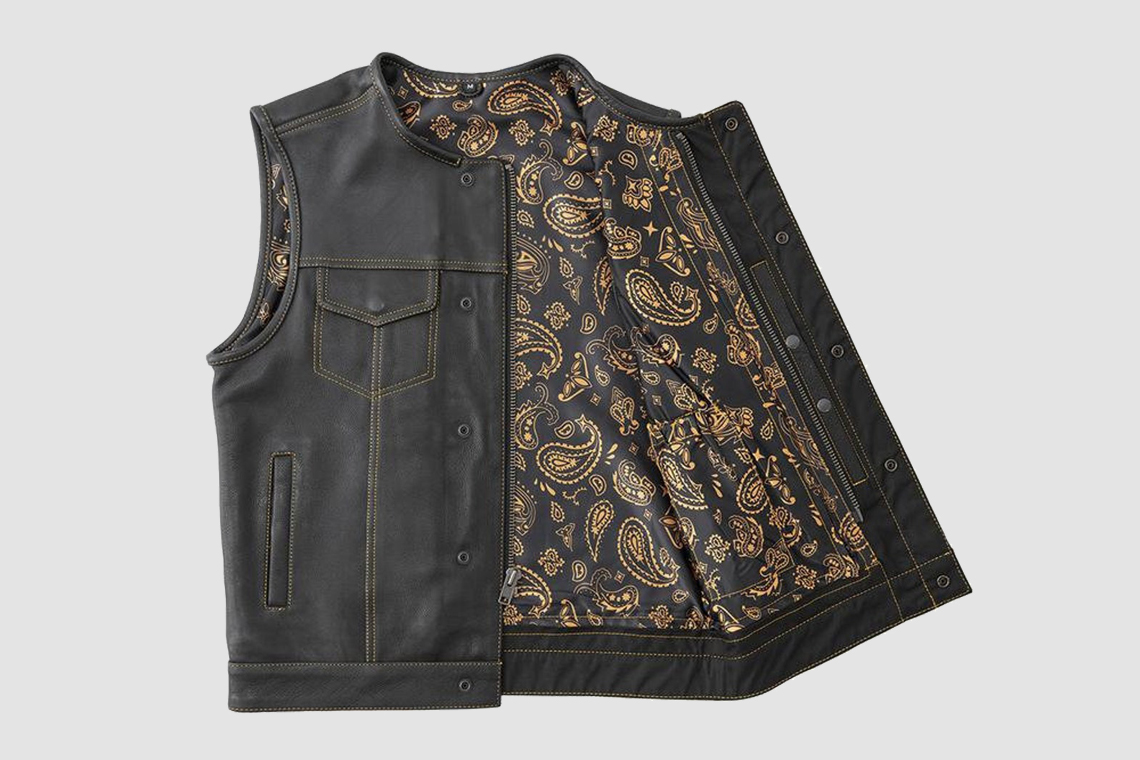 Mens Hunt Club Biker Leather Vest - Bold and Rugged | MLV10 - Image 2