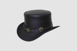El Dorado Black Leather Top Hat Concho Band, TH112C