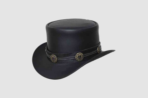 El Dorado Black Leather Top Hat Concho Band, TH112C