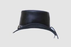 El Dorado Black Leather Top Hat With Chain Band, TH106B