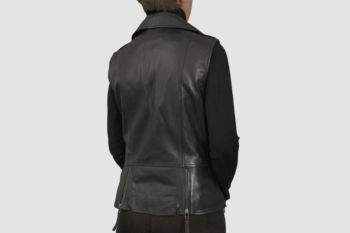 Black Leather Vest For Women | WBV2 - Image 2