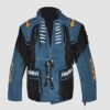 Blue Cowboy Jacket With Beads And Fringes
