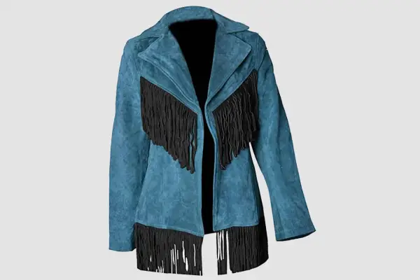 Women Western Cowgirl Blue Suede Jacket | WSJ115