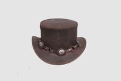 El Dorado Leather Top Hat With Concho Band