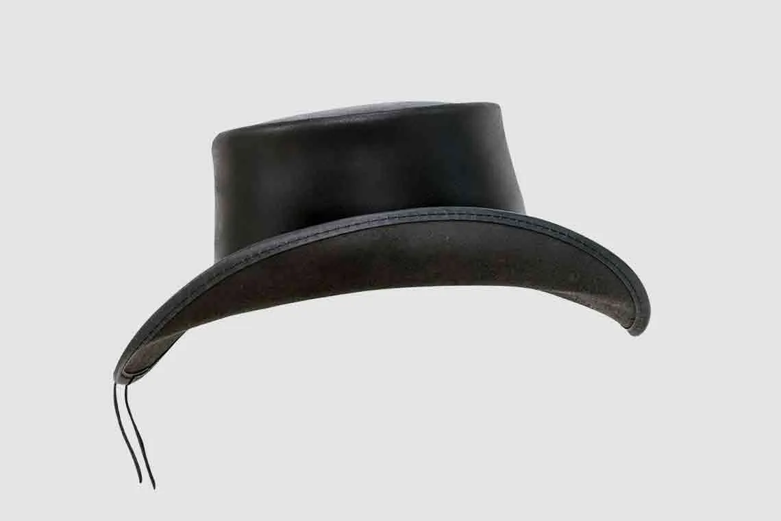 El Dorado Black Leather Top Hat Pale Rider Buffalo Nickel Band, TH104B