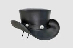 El Dorado Black Leather Top Hat Pale Rider Buffalo Nickel Band, TH104B