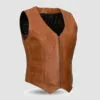 Brown Leather biker Vest for Women