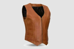 Brown Leather biker Vest for Women