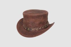 Alternative view of El Dorado Tan Brown Leather Top Hat With Concho Band | TH112E