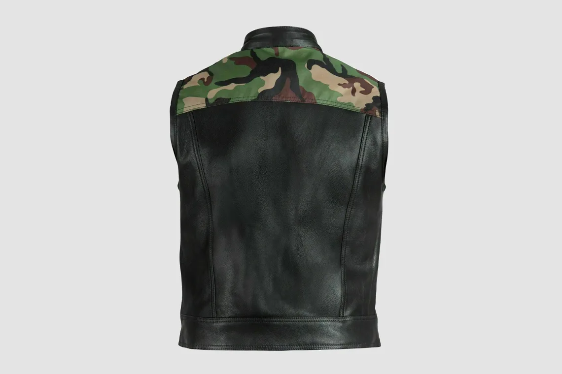 Men's Camouflage Leather Vest | Military-Style - Image 2
