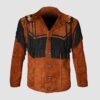 Brown Cowboy Leather Jacket With Fringes