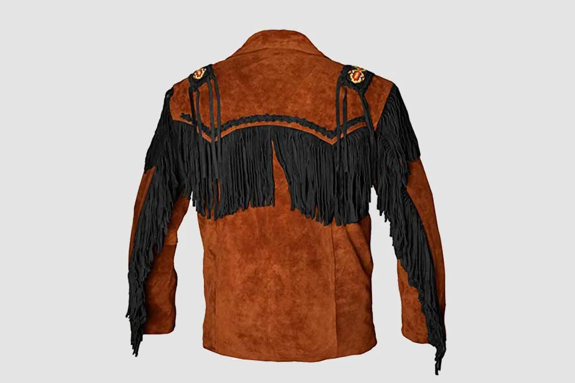 Men's Canyon Outrider Two-Tone Cowhide Suede Fringe Jacket - Image 2