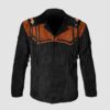 Men's Black Western Fringe Suede Jacket