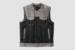 Crocodile Plated Leather Vest Mens Leather Vest For Sale