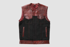 Crocodile Plated Red Wax Vest, Hunting Leather Vest