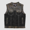 Men's denim vest with black paisley pattern