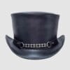 El Dorado Black Leather Top Hat Roller Chain Band