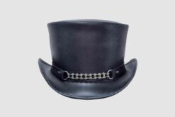 El Dorado Black Leather Top Hat Roller Chain Band