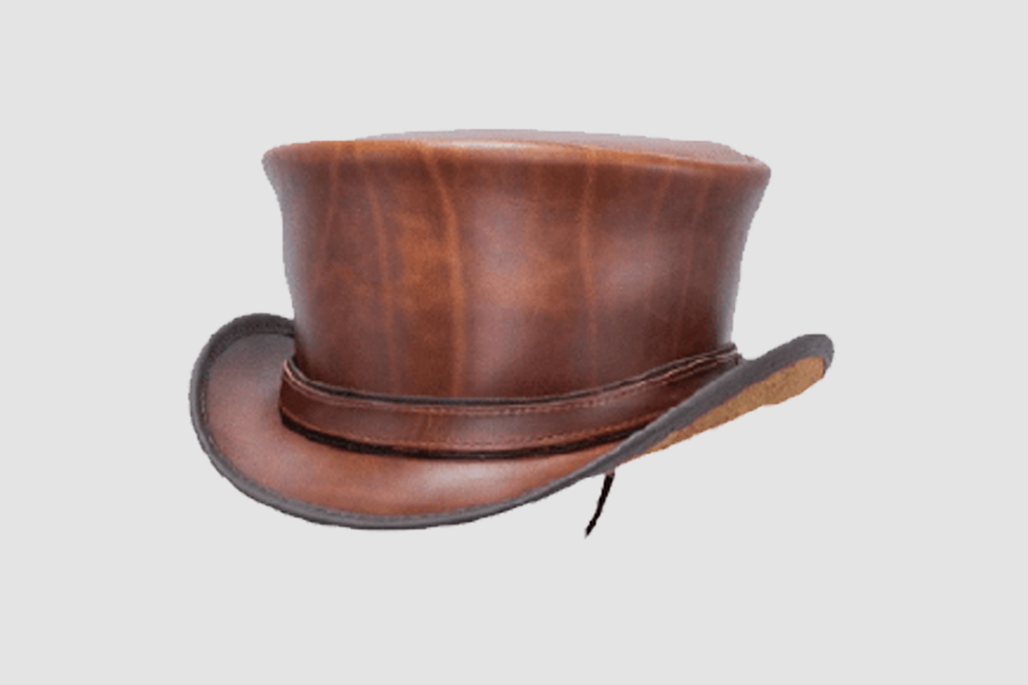 El Dorado Brown Leather Top Hat Simple Band, TH115A