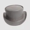 Gray leather top hat with matching band and classic Victorian-inspired design