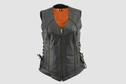 Leather Vests For Women With Rivets and Side Laces